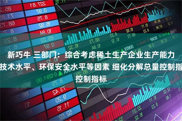 新巧牛 三部门：综合考虑稀土生产企业生产能力、技术水平、环保安全水平等因素 细化分解总量控制指标